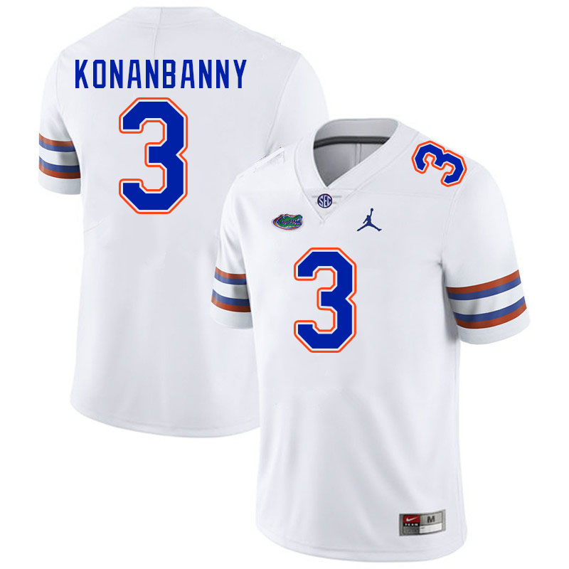 Florida Gators #3 Onis Konanbanny College Football Jerseys Stitched-White